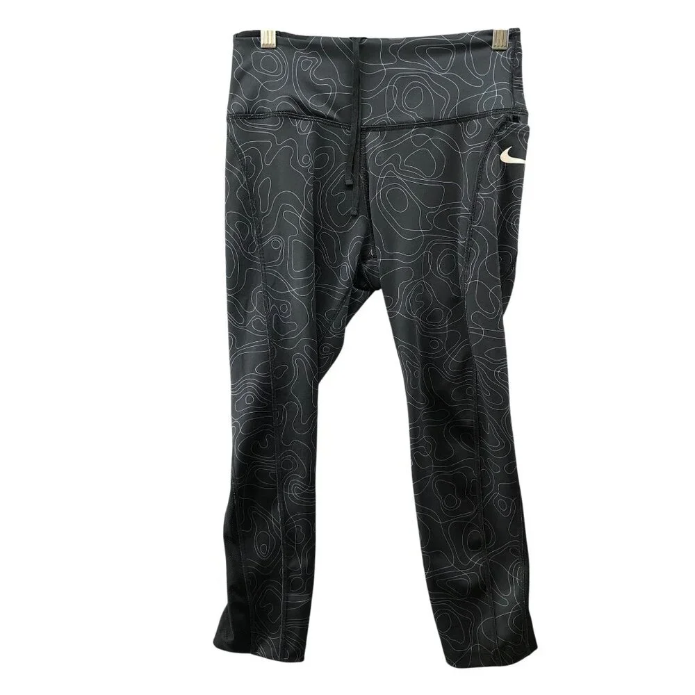 Nike Run‎ Division Fast Cropped Leggings Womens S Black Printed Dri-Fit